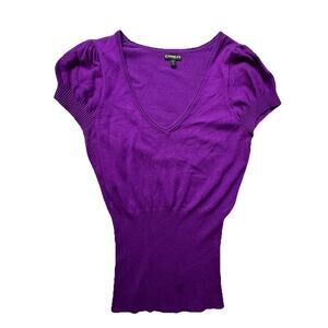 Y2K‎ Express V Neck Fitted Sweater Grape Size Small